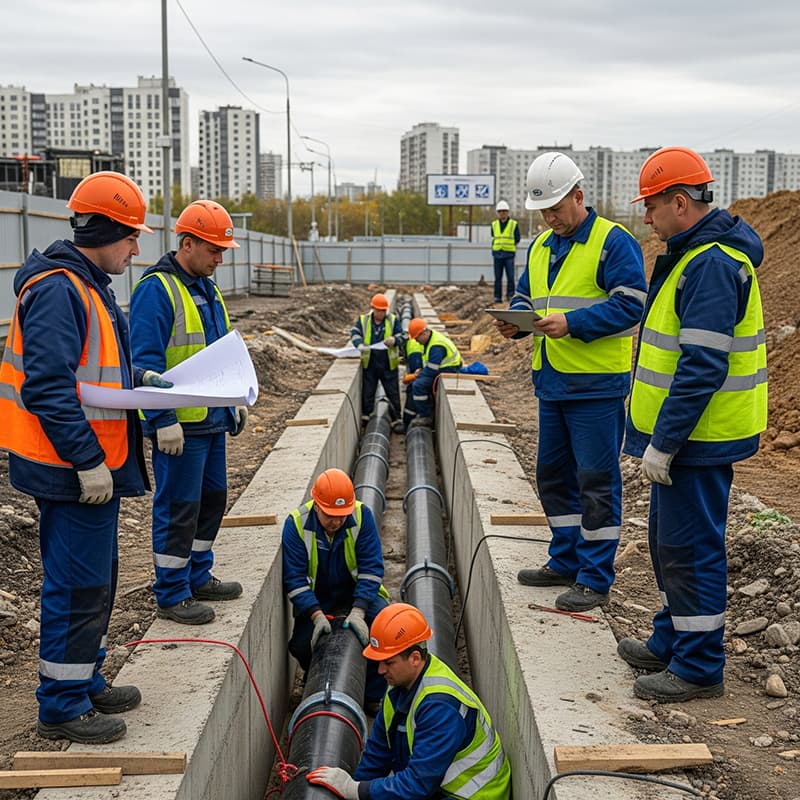 Прокладка труб водоснабжения