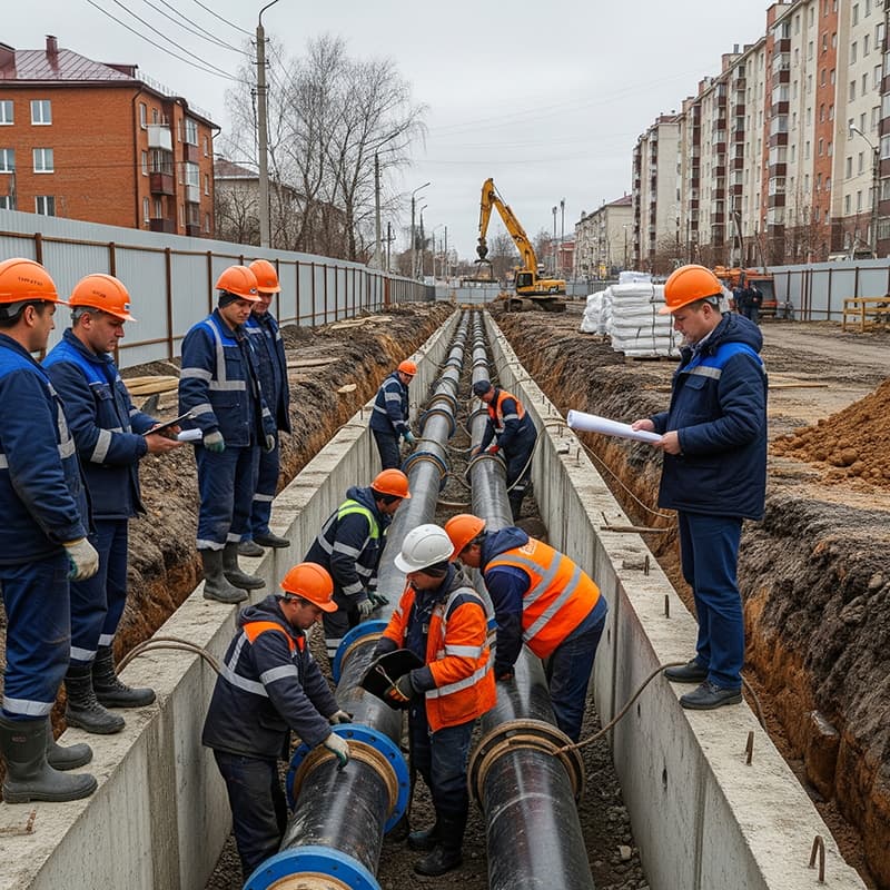 Прокладка труб водоснабжения